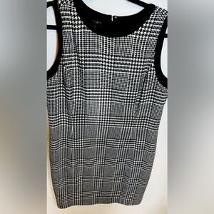 Talbots Houndstooth Print Black & White Wool Sleeveless Dress Size 8P‎ Vintage